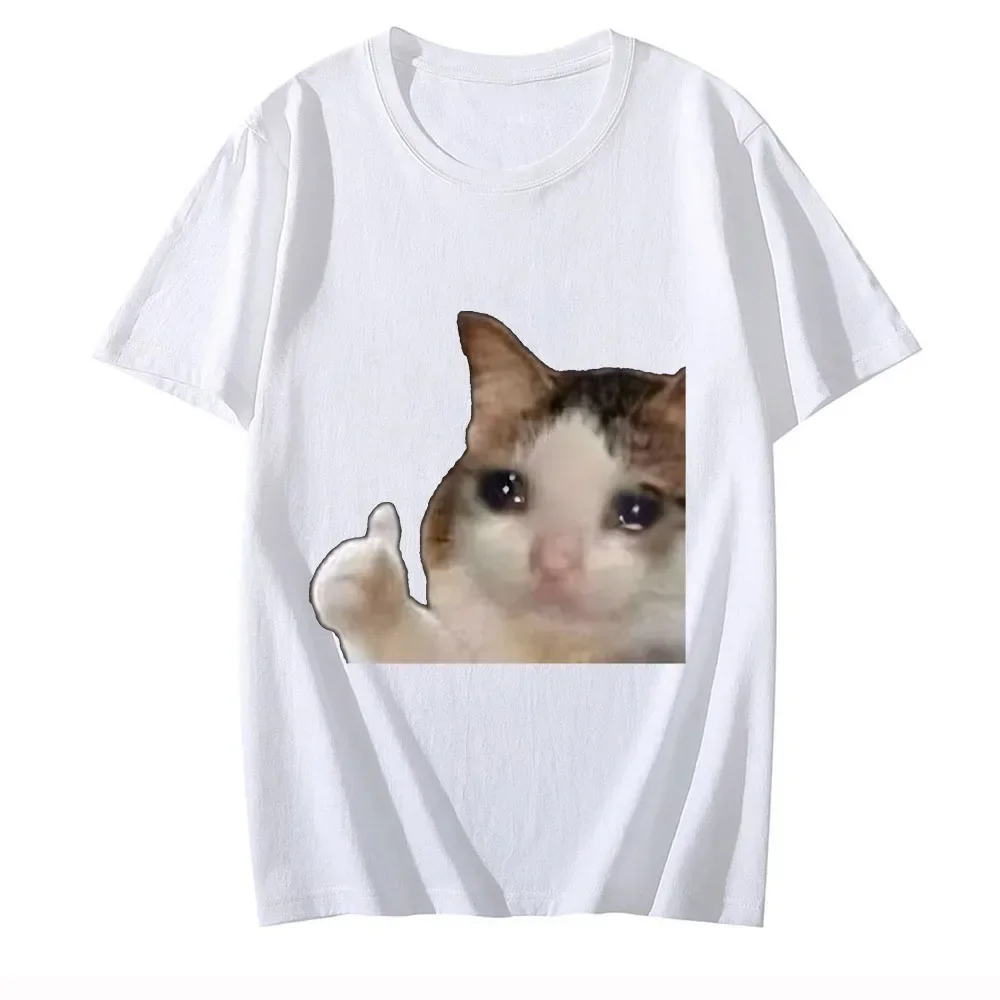 Pattern printed Funny Meme Cats T-shirt Unisex Kawaii casual T-shirt Short sleeved O-neck T-shirt Summer Cartoon T-shirt