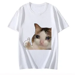 Wzór z nadrukiem Funny Meme Cats T-shirt Unisex Kawaii Casual T-shirt Koszulka z krótkim rękawem O-neck Letnia koszulka z kreskówek