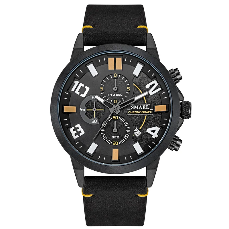 Smael Trendy Men's Waterproof Watch Six-Pin Multi-Functional Fashion Trend Large Dial Watch