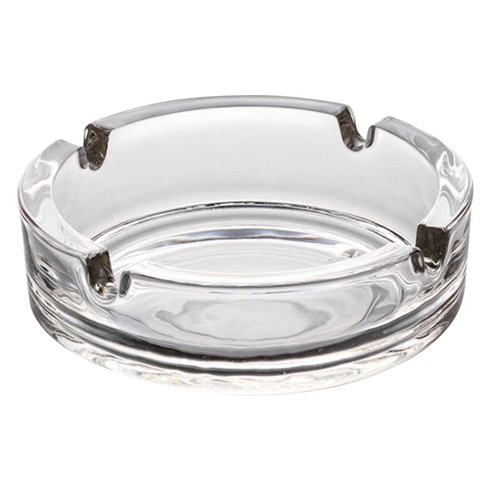 Ash Tray Ashtray Transparent Tabletop Cigarette Storage Holder Glass Simple Style Round Shape