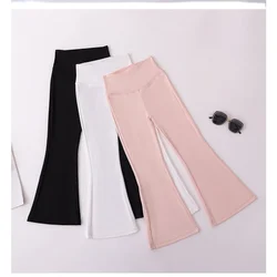 Girls Flare Pants Kids Elastic Solid Trousers Teenagers Slim Shark Pant 2024 Spring Autumn 3 To 14Yrs Children's Clothes Fashion