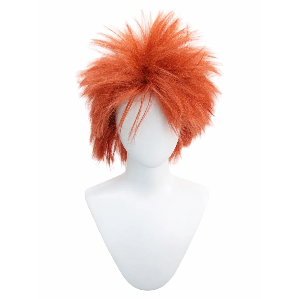 Orange Red Messy Spiky Fluffy Short Synthetic Wig Unisex Anime Halloween Party Funny Cosplay Costume Hairpiece