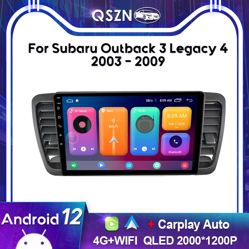 

Android 13 для Subaru Outback 3 Legacy 4 2003-2009 с левым рулем Carplay, авто стерео GPS Navi, автомобильный радиоприемник, мультимедийный плеер