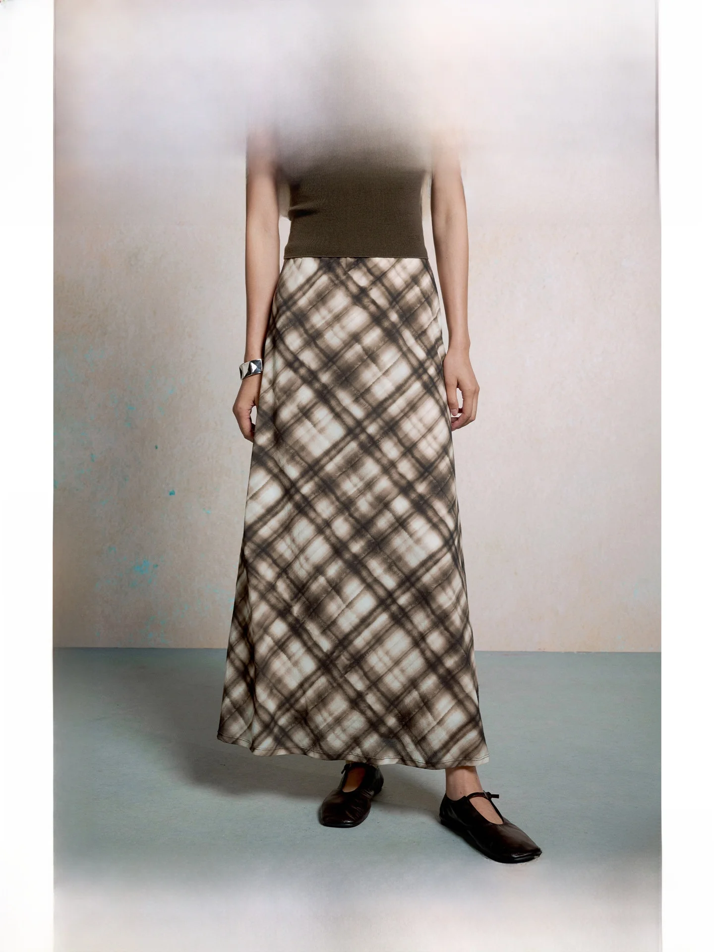 

ZhiZhi Drunken Flower between Digital Printing A-Line Skirt Elegant Early Autumn New Style Casual Nylon Fabric