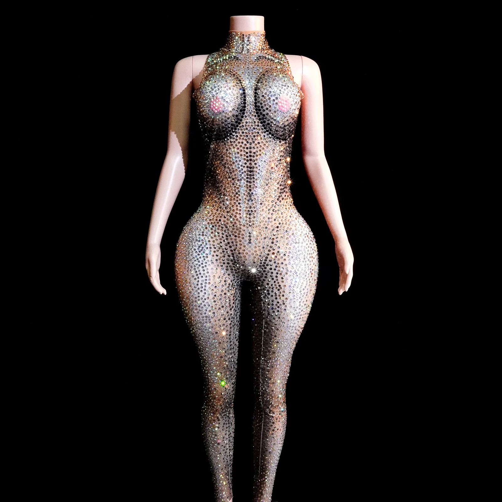 

sexy luxury Full rhinestone jumpsuit club party birthday outfits costumes singer stage leotard drag queen pole dance festival