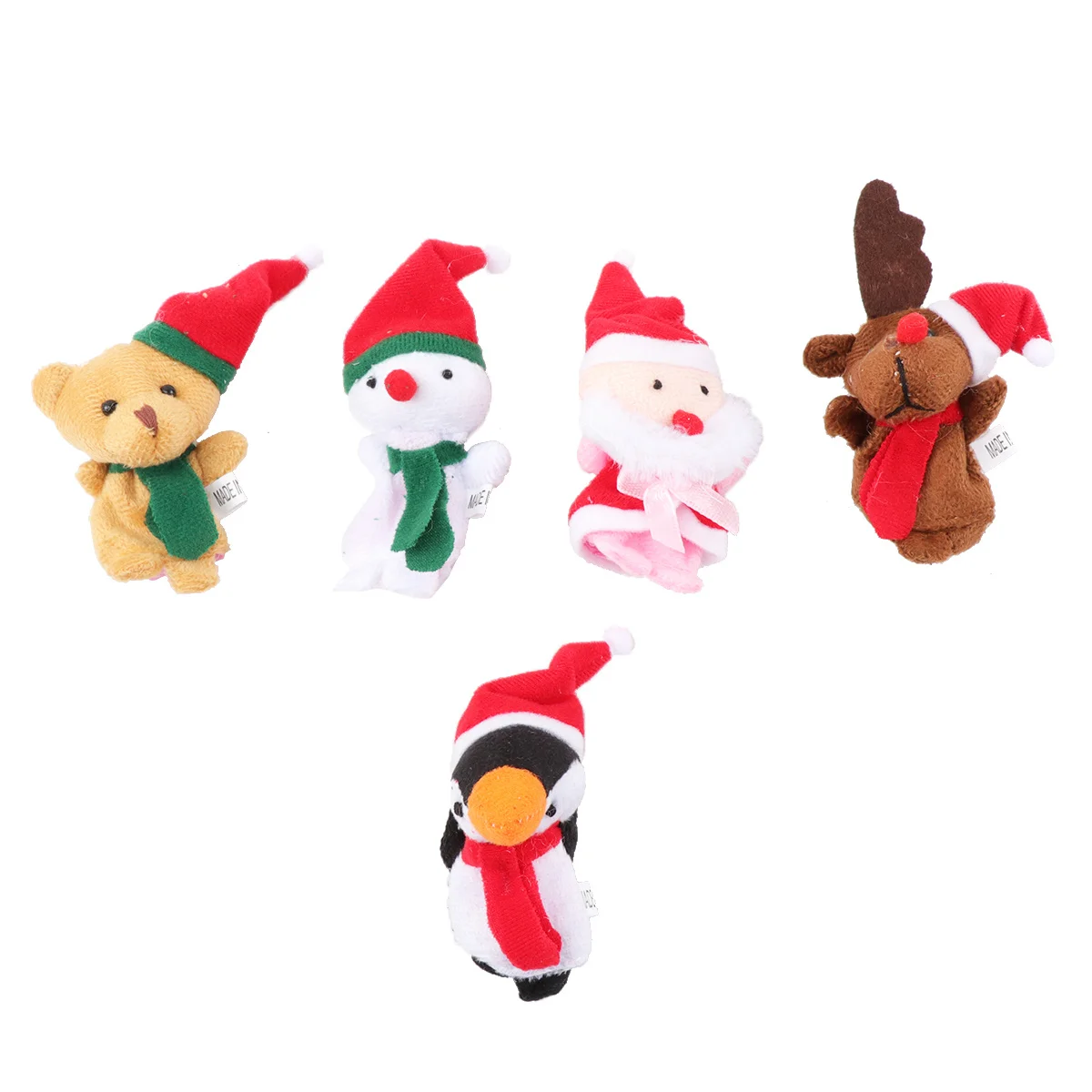 5Pcs Kids Finger Puppets Christmas Set Santa Claus Snowman Elk Penguin Bear Educational Storytelling Entertainment