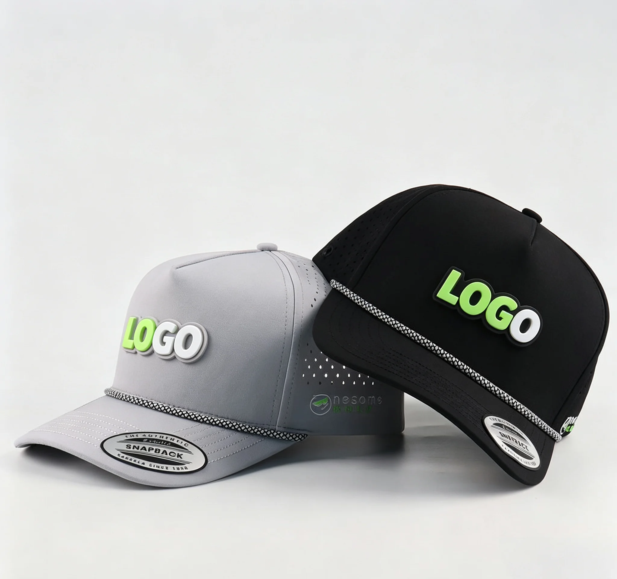 Trendy Custom 3D PVC Patch Golf Hat Breathable Waterproof Polyester Comfort Baseball Cap with Golf Rope Detail view 2