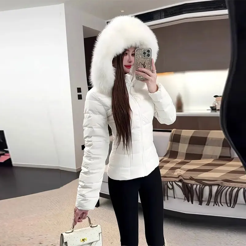 

Fashion Cotton Jacket For Women Winter 2025 Featuring Laid-Back Style Hooded Fur Collar Top Form-Fitting Thick Warm Coat Female