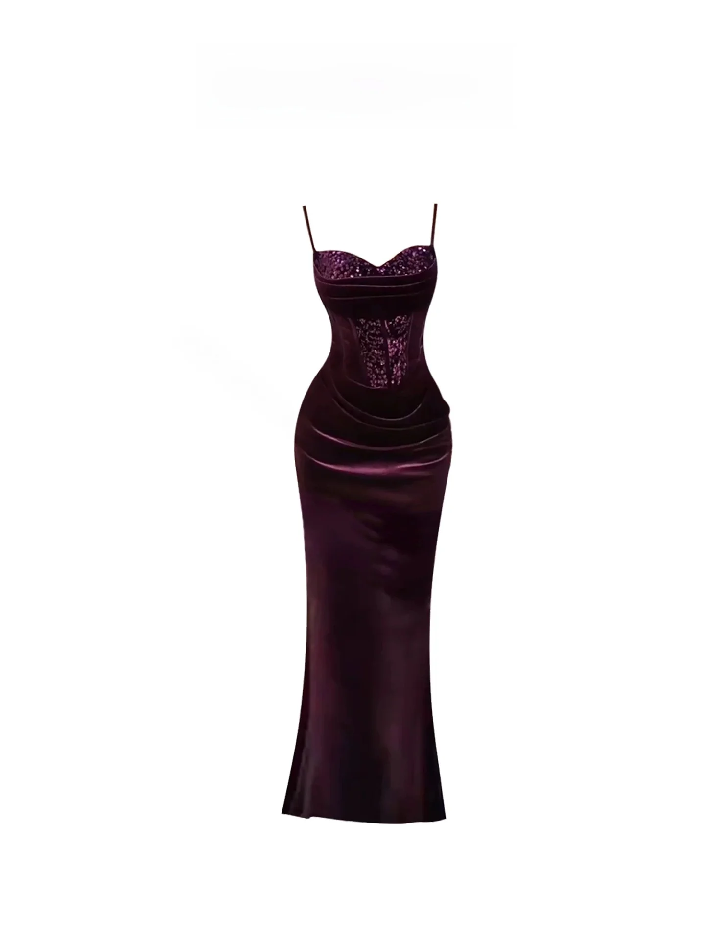 

Ele iny Sequin Pleated Strap Dr Women's Autumn Winter Slimming Waist Baggy Bodycon Dr Long Sve Dr