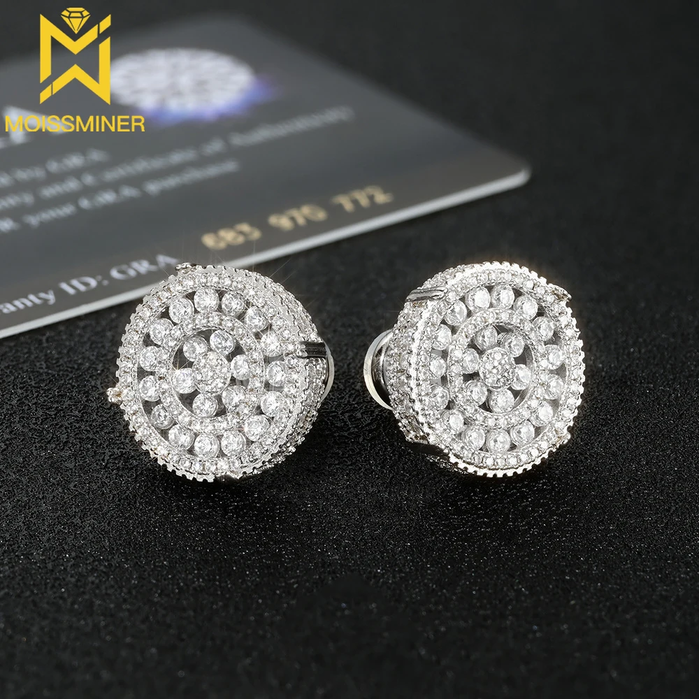 16mm S925 Silver Moissanite Diamond Earrings Iced Out For Men Women Hip Hop Jewelry Pass Diamonds Tester With GRA Free Shipping