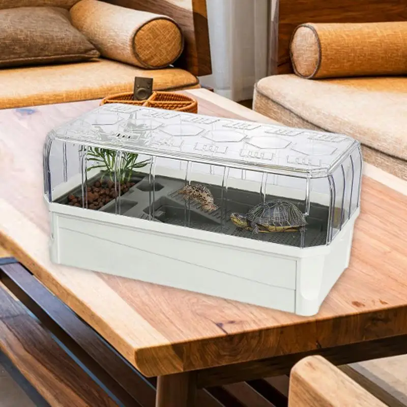 

Turtle Aquarium Tank Multipurpose Tortoise Habitat Tank White Tortoise Tank With Filter Tortoise Aquarium Habitat For Snapping