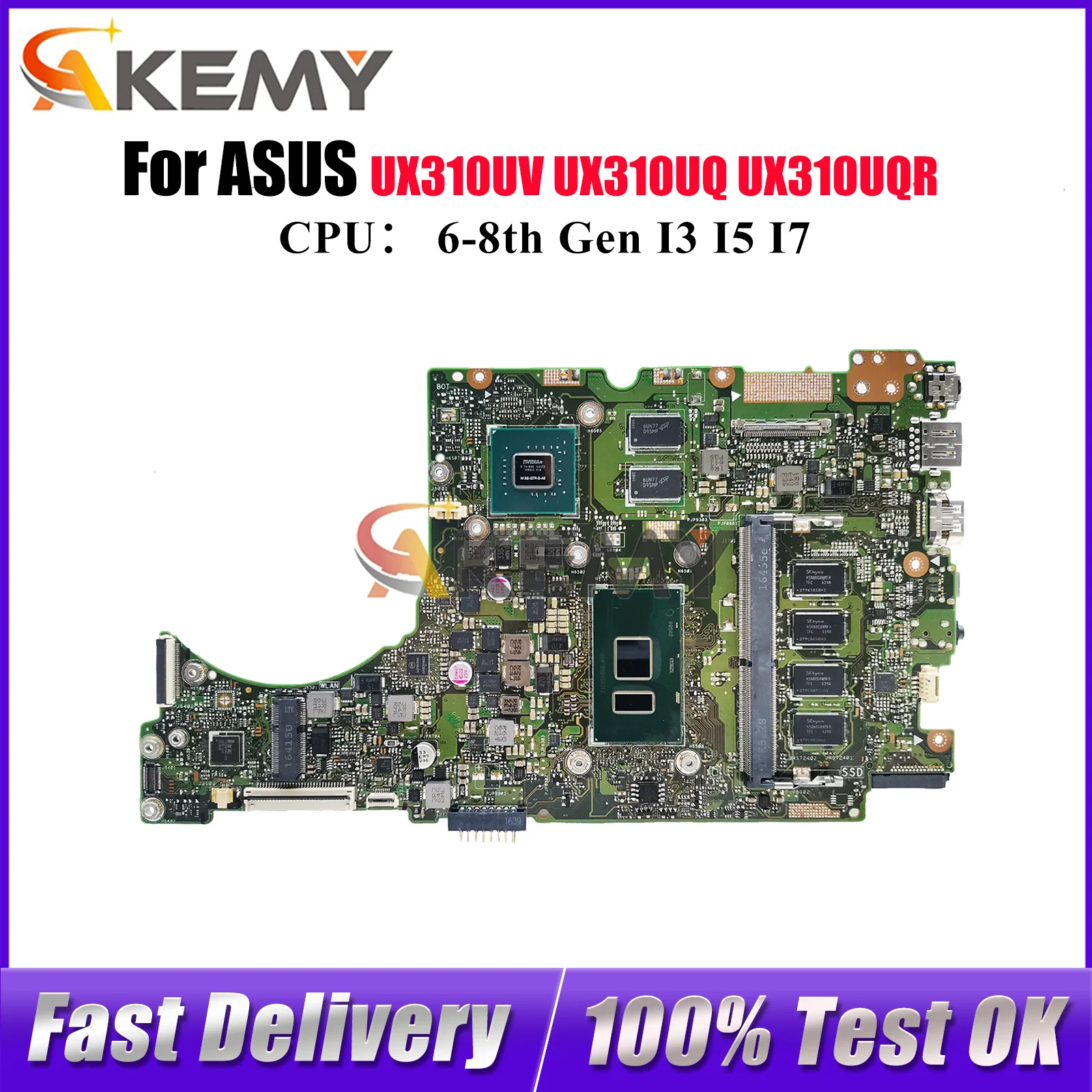 

UX310UV Материнская плата для ноутбука ASUS U3000U UX310U UX310UV UX310UQK UX310UQ RX310U UX310UQR UX310UFR Материнская плата с процессором I3 I5 I7
