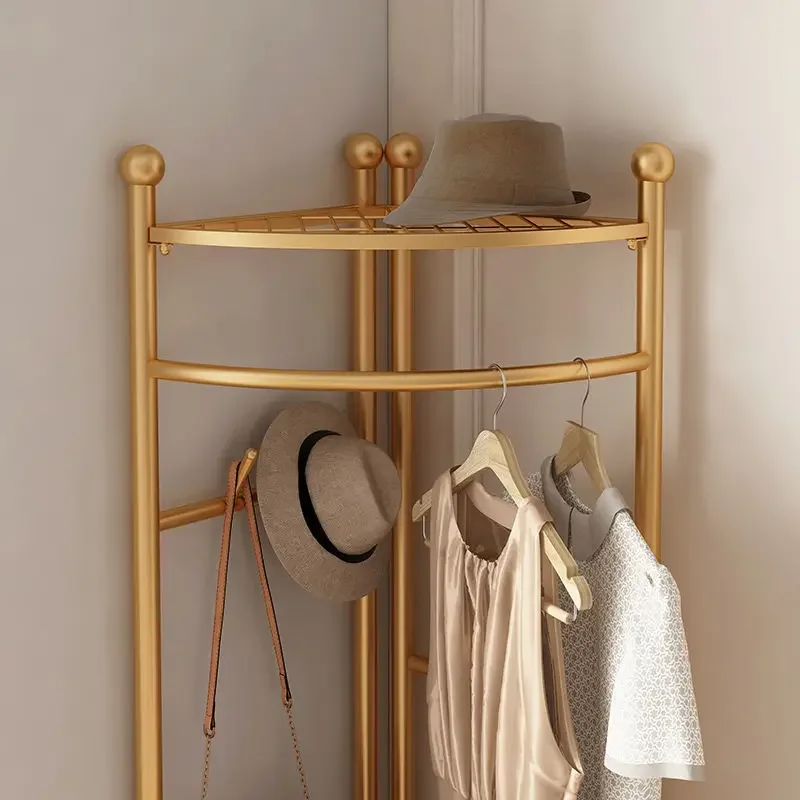 Creative ตะกร้าเสื้อผ้า Rack ยืน Minimalist Golden Carousel ตู้เสื้อผ้าแขวนห้องนอน Percheros Pared เฟอร์นิเจอร์บ้าน