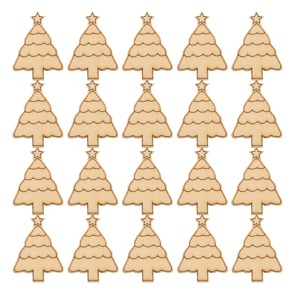 

50pcs Wooden Christmas Tree Ornaments Diy Unfinished Blank Cutouts Paint Your Own Wood Slices Craft Mini Christmas