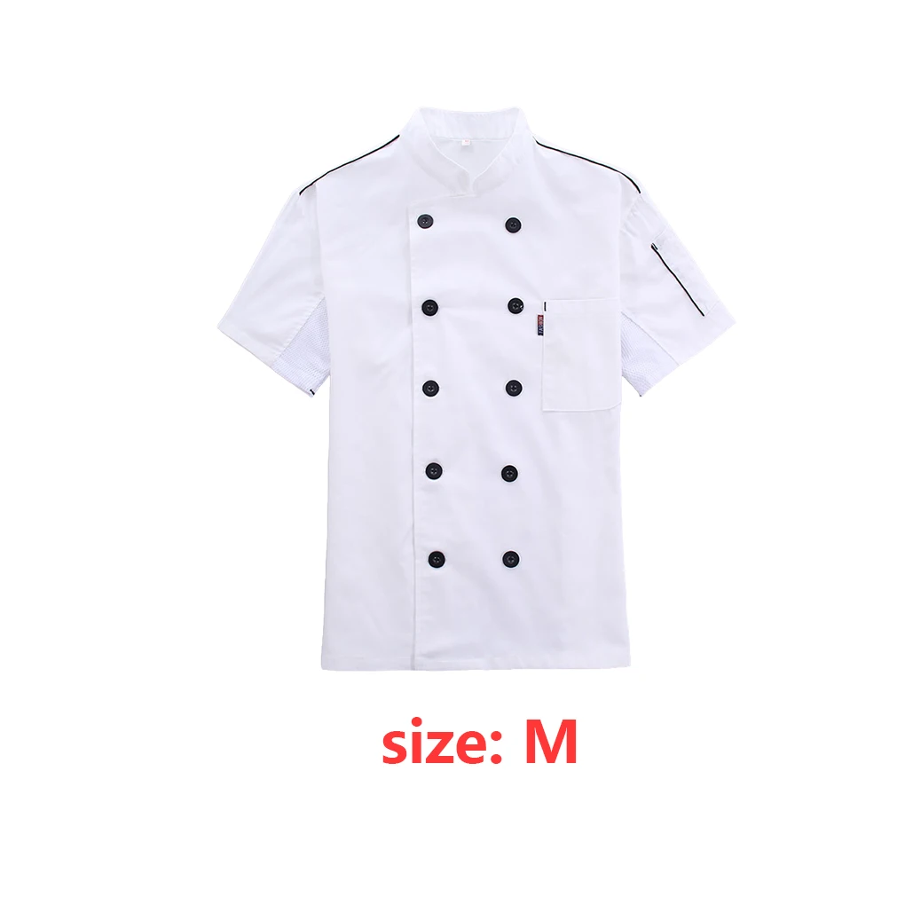 Abrigo de manga corta con bolsillos y botones, chaqueta de cocinero, uniforme de cocina a la moda, disfraces de primavera transpirables y agradables para la piel