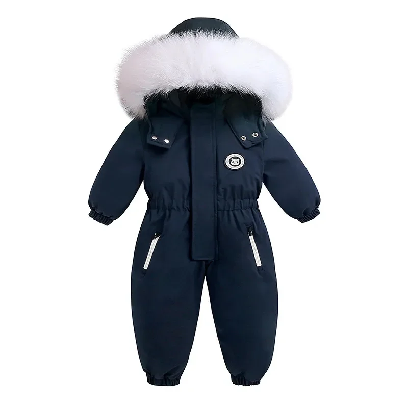 -30 degree Winter Ski Suit Plus Velvet Baby Jumpsuit Boy Overalls Warm Kids toddler girl Clothes Children Clothing coat overcoat