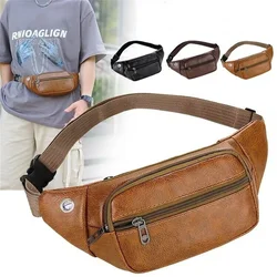 Men's Waist Pack PU Leather Chest Bag Waterproof Crossbody Bag Business Male Fanny Pack Fashion Luxury Shoulder Bags For Men