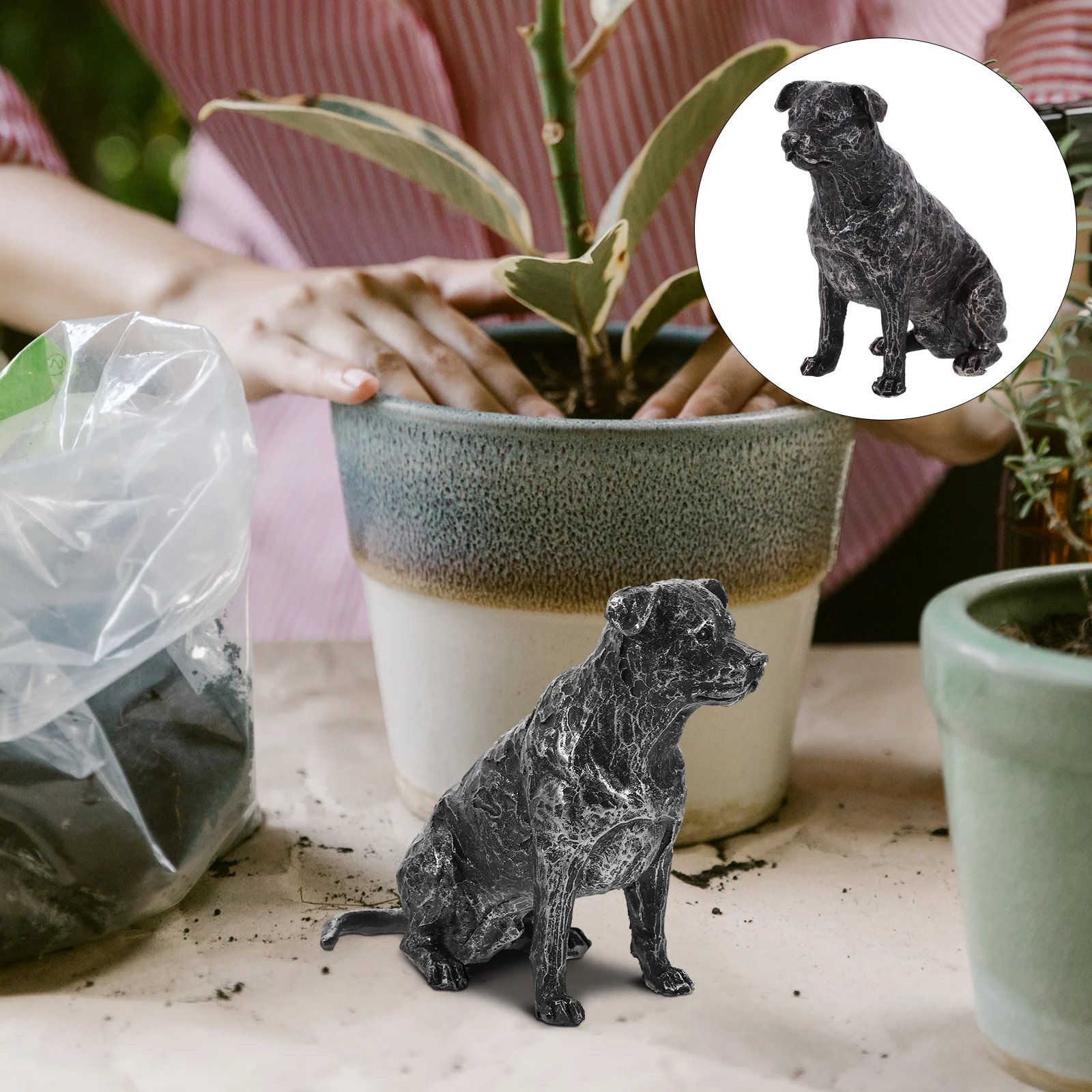 

Adorable Resin Dog Statue Lifelike Animal Sculpture for Garden Lawn Home Decor Durable Craft Ornament Dog Statues Outdoor