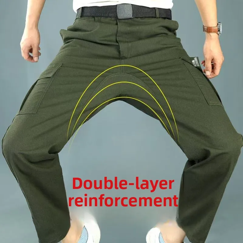 Pantaloni da Lavoro Casual in Cotone per Uomo, Resistenti all'Usura, per Saldatura, Gamba Dritta, Comodi per Riparazioni, Vestibilità Confortevole