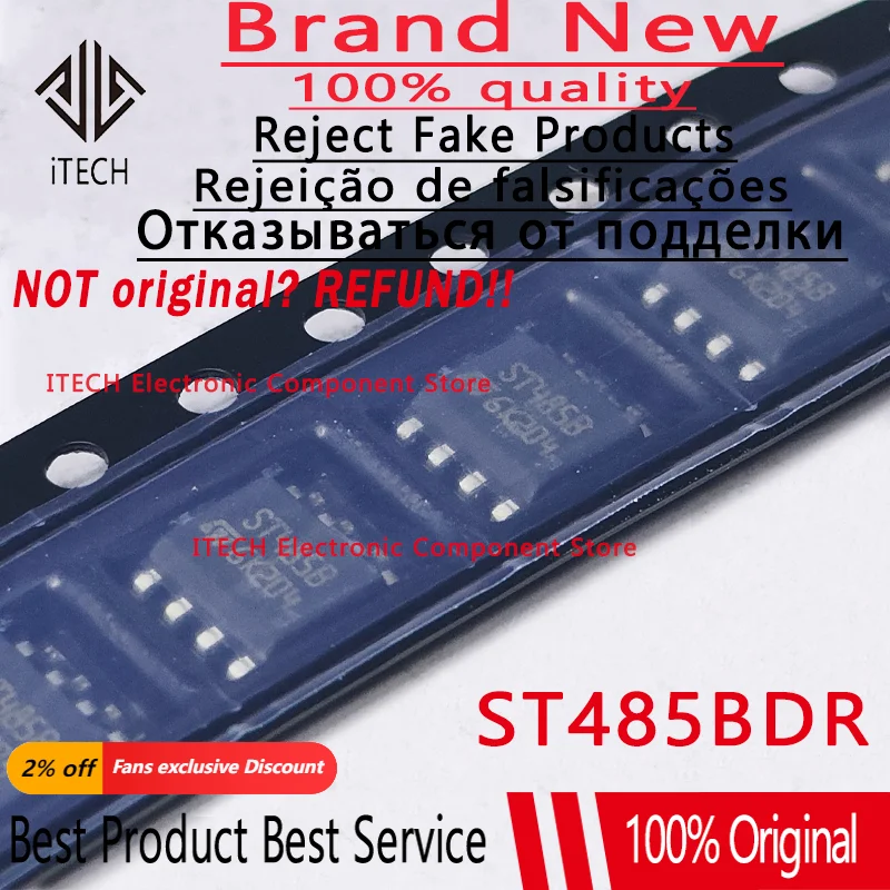 10 قطعة/الوحدة ST485 ST485BD ST485BDR SOP8 ST485B منخفضة الطاقة RS-485/RS-422 جهاز الإرسال والاستقبال IC 100% جديدة وحقيقية عالية الجودة