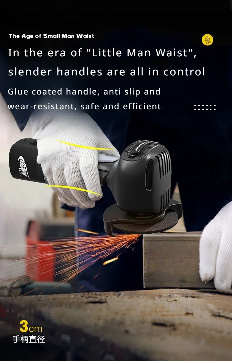 16.8V Cordless Electric Angle Grinder 9000r/min Lithium Battery Mini Polishing Grinding Machine Diamond Cutting Power Grinder