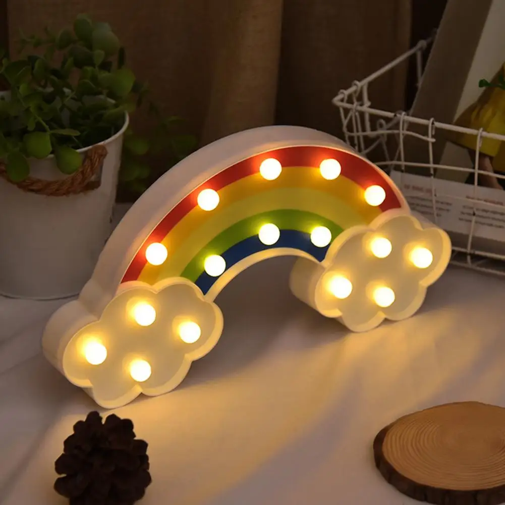 침실용 테이블 램프, 3D 레인보우 LED 야간 조명, 부드러운 조명 네온 사인, 매달린 구멍, 데스크탑 장식