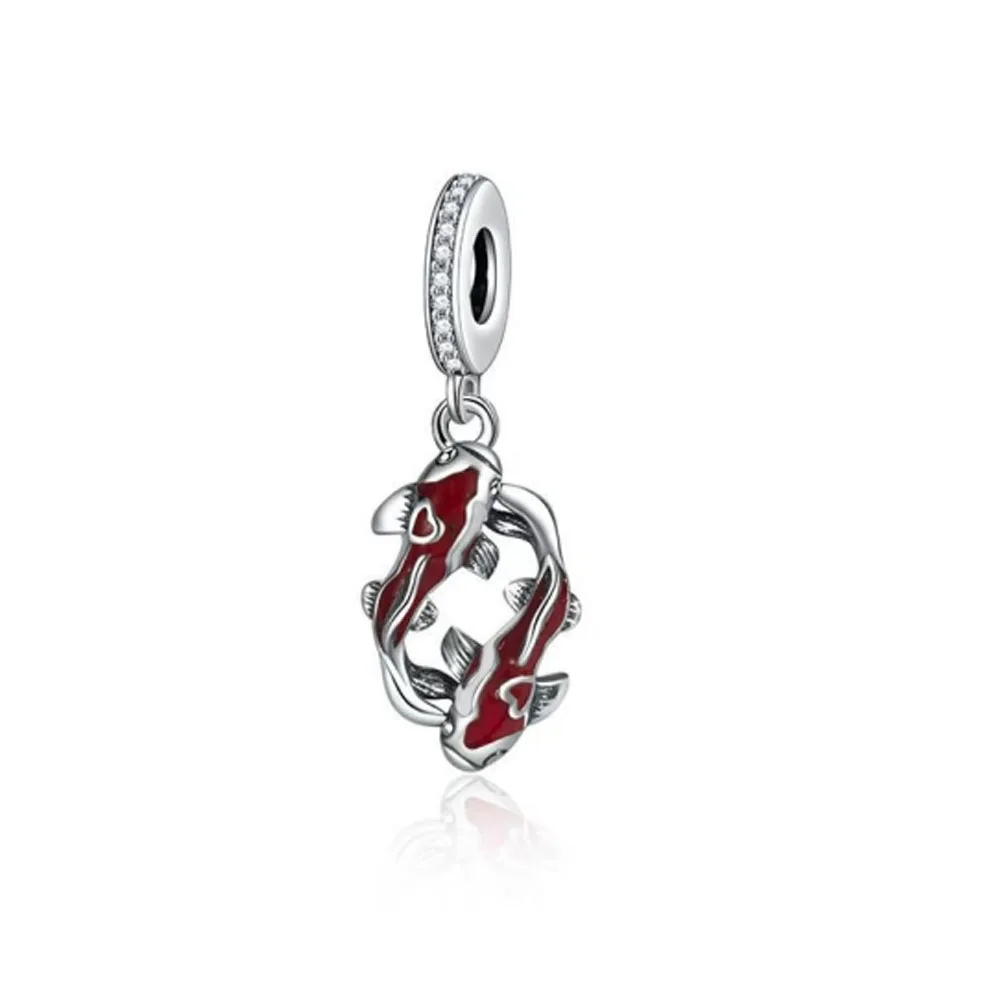New Fine Luck koi fish Pendant goldfish Blessing Charm 925 Silver Bead Fit Original Bracelets DIY Jewelry Women Accessories Gift view 4