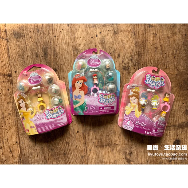 

Genuine Disney Princess Squinkiese Ariel Figure Diy Ring Bracelet Soft Rubber Doll Ornaments Pretend Paly Collection Present