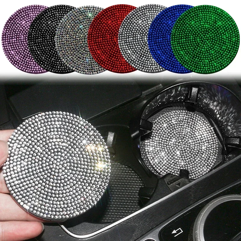 1/2Pcs Car Diamond Coaster Water Cup Slot Non-Slip Mat Waterproof Silica Pad Cup Holder Mat Auto Interior Accessories Wholesale