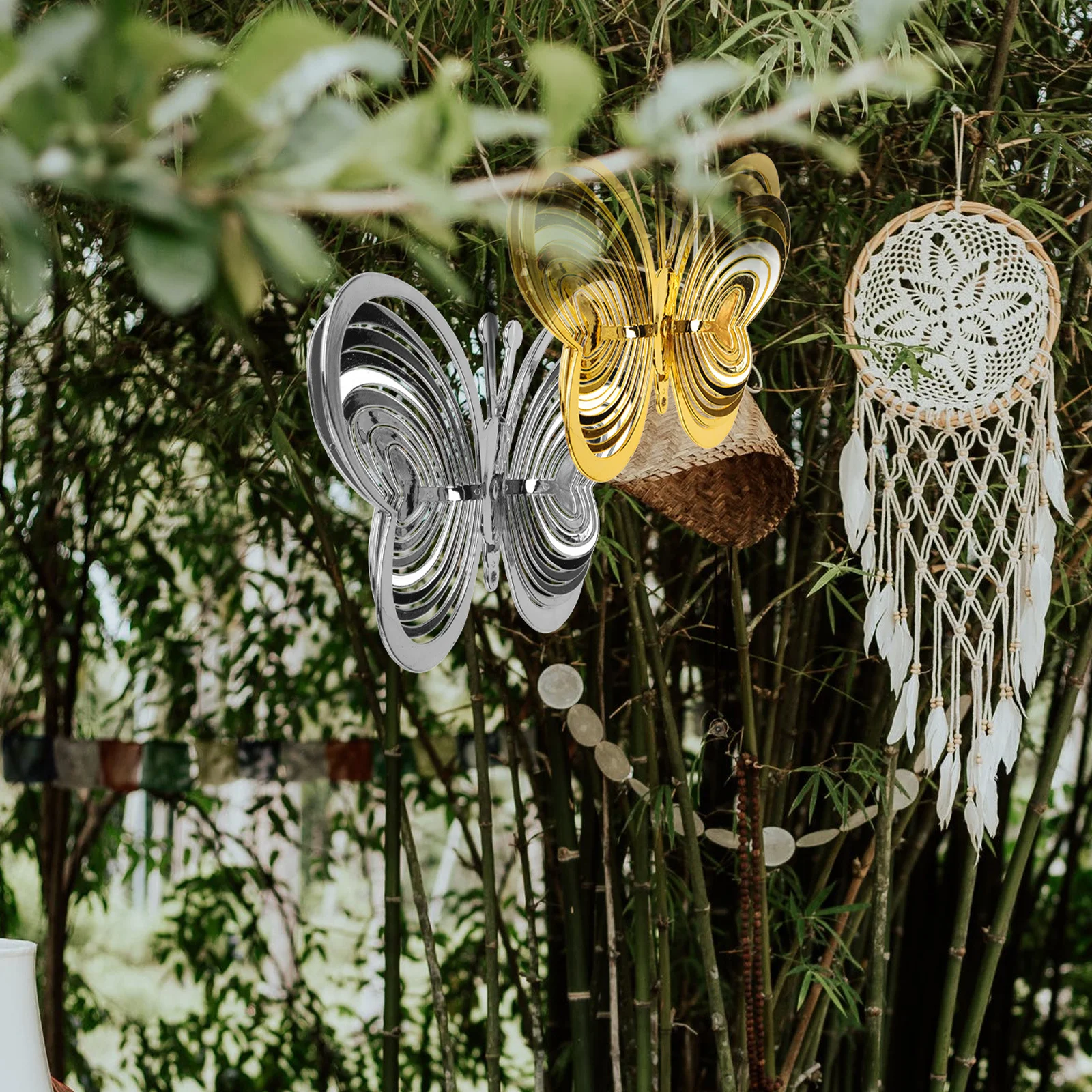 

3 Pcs Bird Repelling Wind Chimes Eco-friendly Repeller Garden Windmill Reflector Visual Abs Butterfly-shaped