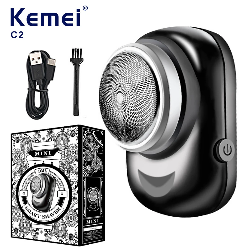 

Kemei Portable Electric Shaver Mini Heard Trimmer Beard Shaving Rotary type Cutter Head Rechargeable Knives Razor For Men