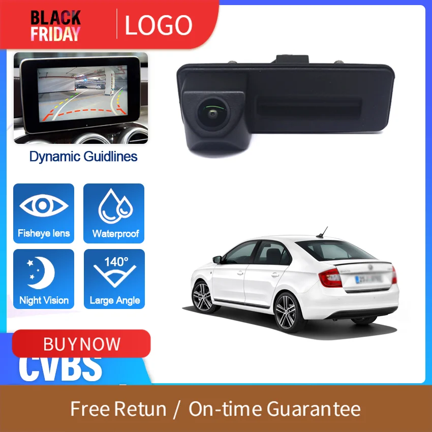 Auto Trunk Handle Car Rear View Reverse Backup Parking Camera HD CCD For Skoda Rapid Spaceback 2015 Octavia Fabia Superb 2015