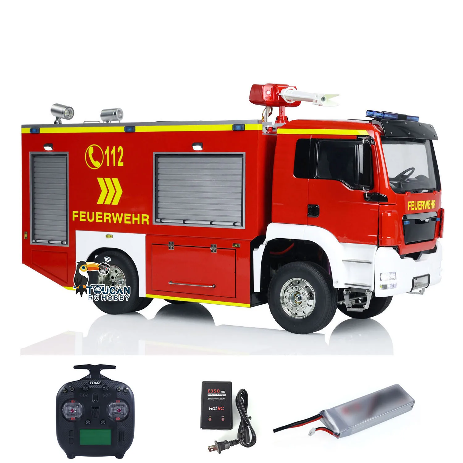 

Toys 1:14 4x2 RC Fire Fighting Truck 3-speed Transmission Radio Control Fire Vehicles Light Sound Painted Finished Cars TH24238