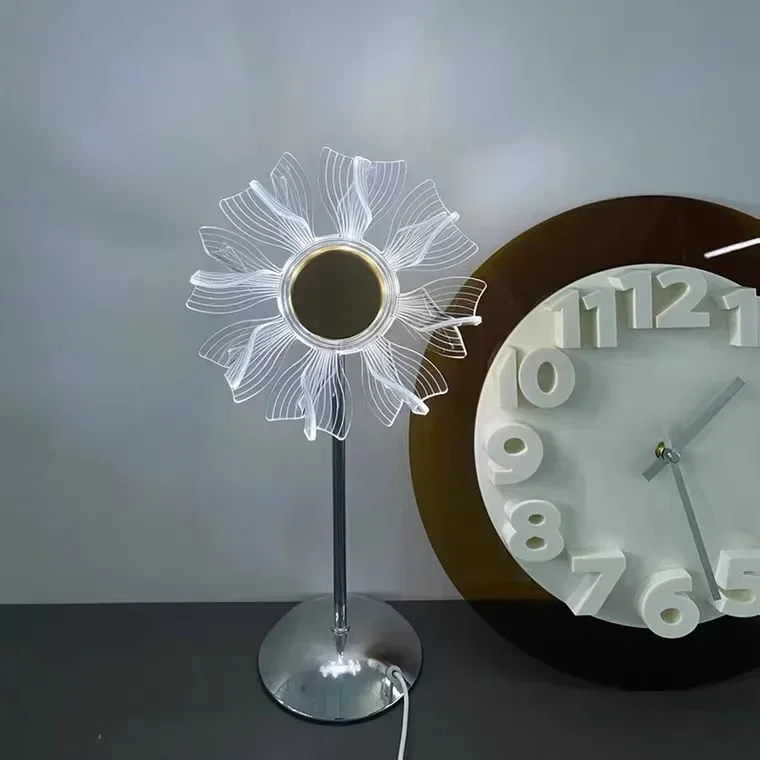 Acrylic Sunflower Table Lamp Bedside Atmosphere  3 Color Windmill Night Light Bedroom Livingroom Desk Decorative Lamps