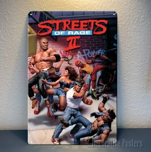 Streets Of 2 Retro Video Game Metal Poster - 20x30cm (8x12inch) Sign-aluminum