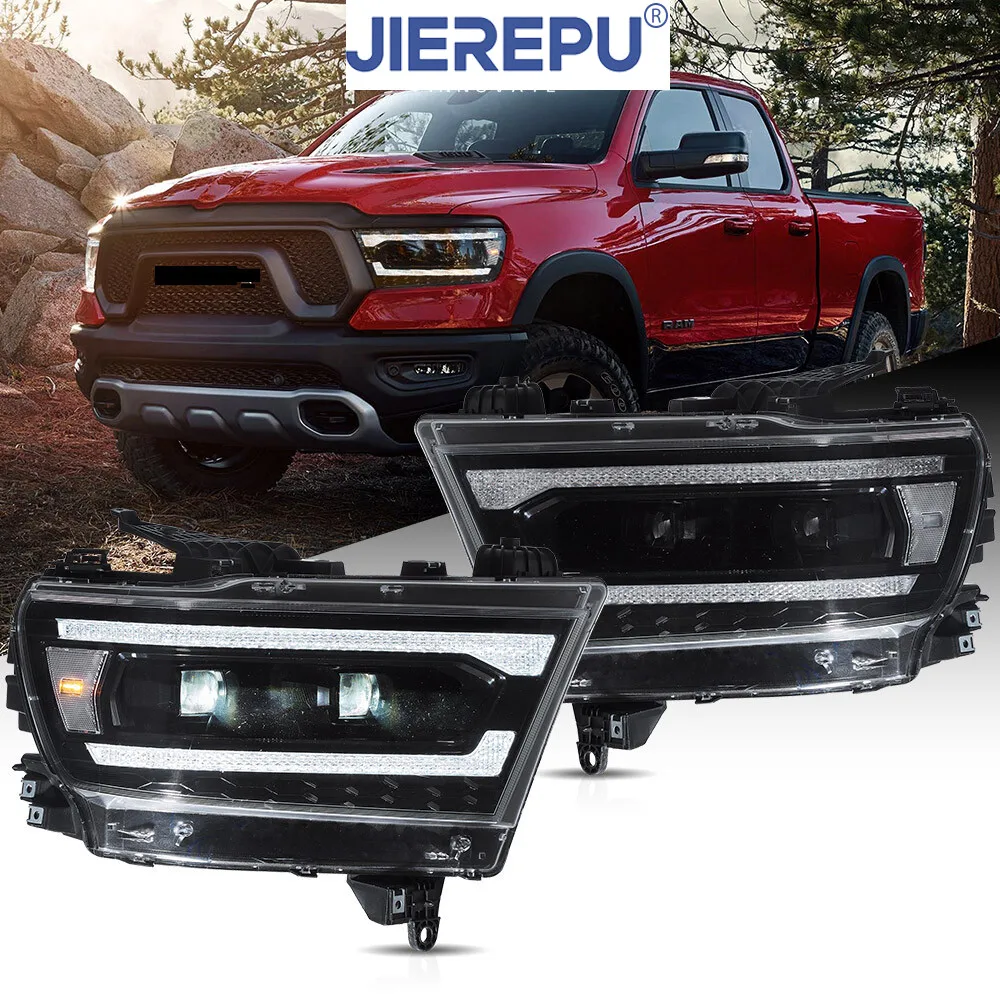 

1 пара светодиодных проекторных фар с указателями поворота для Dodge Ram 1500 Вт/анимации запуска 2019-2024 гг.