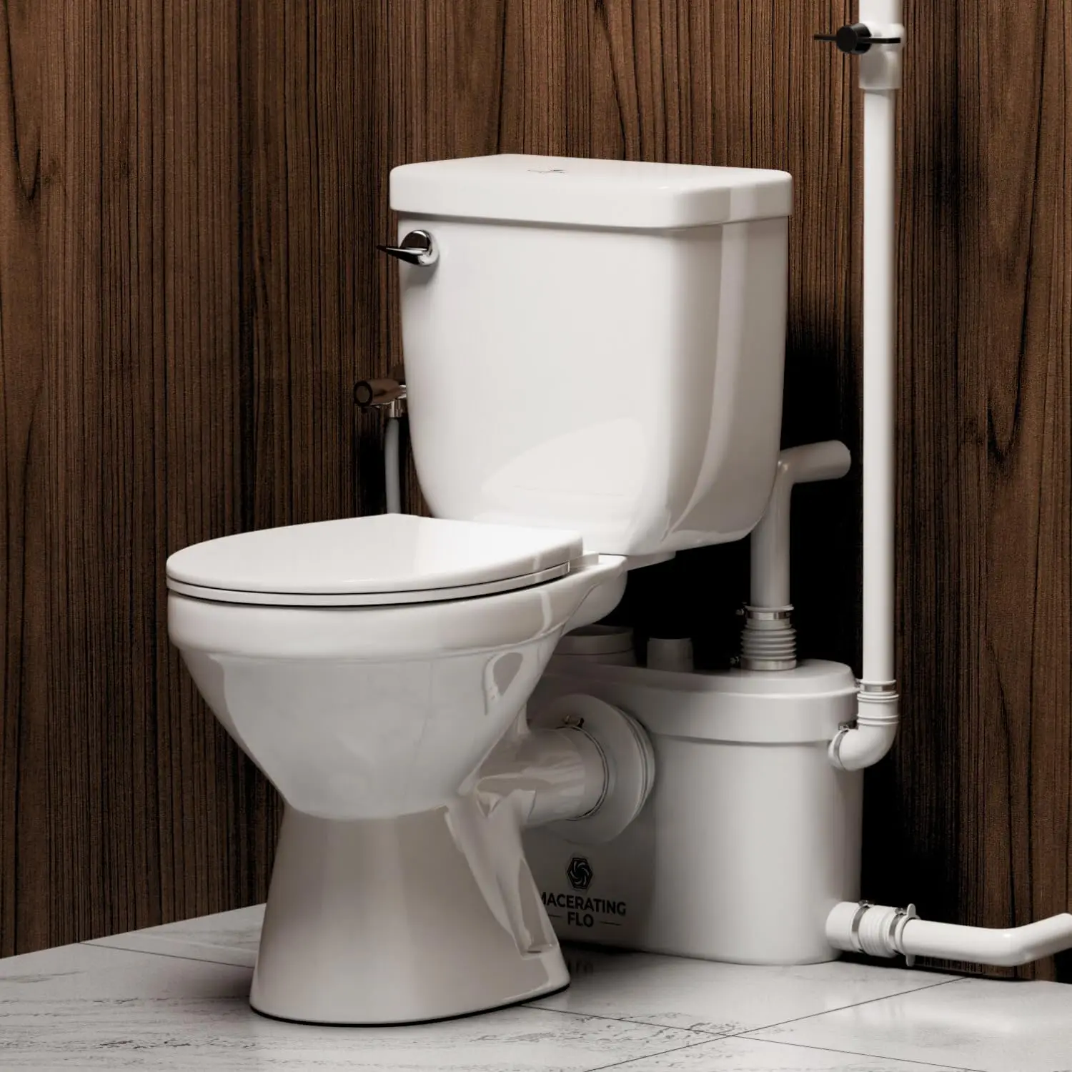 

Upflush Toilet System 750 Watt, Compact Macerator Pump Up To 36 Feet, Basement Toilet With AC Vent, Slow-Close Seat,, Custom
