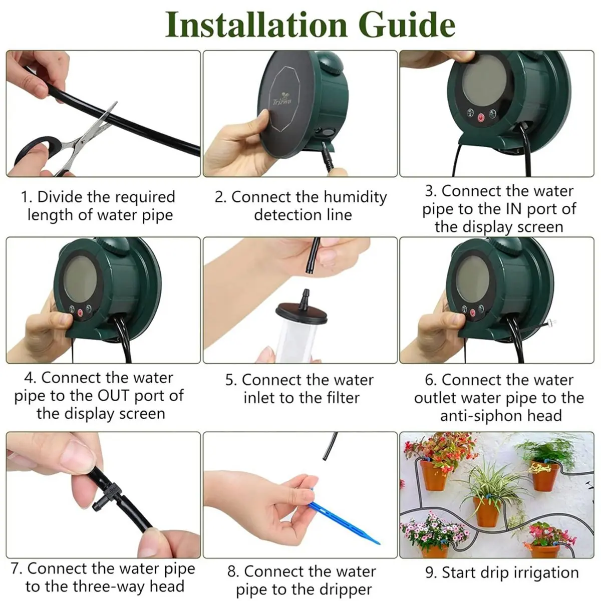 Solar Automatic Drip Irrigation System Kit for Garden Outdoor/Indoor Garden System Smart Water Soil Humidity Detection