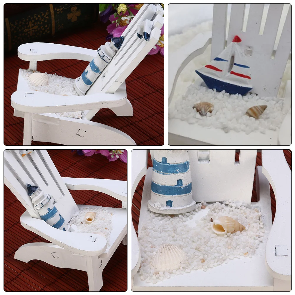 

4Pcs Wooden Beach Chair Ornament Ocean Themed Decor for Room Office Desk Holiday Housewarming Gift Nautical Interior Accessory