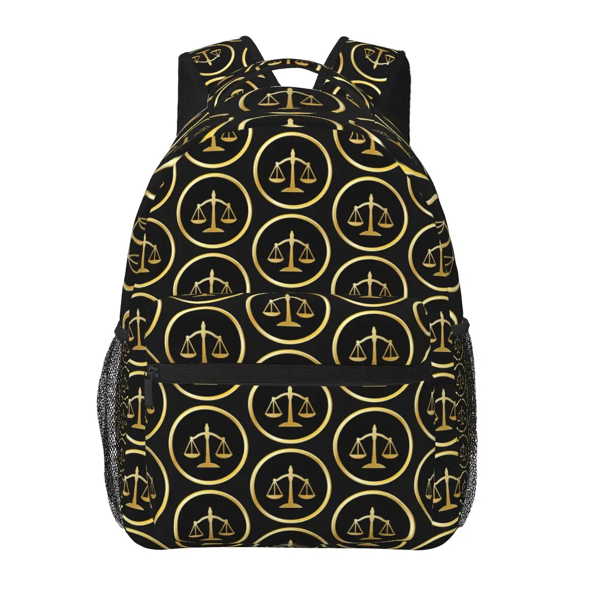 Gold Scales Of Justice Law Lawyer Legal Party Backpacks Boys Girls Bookbag Students School Bags Travel Rucksack Shoulder Bag