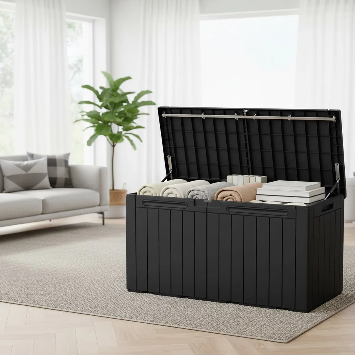 Large 110 Gallon Outdoor Deck Box Weatherproof Patio Furniture Garden Tool Storage