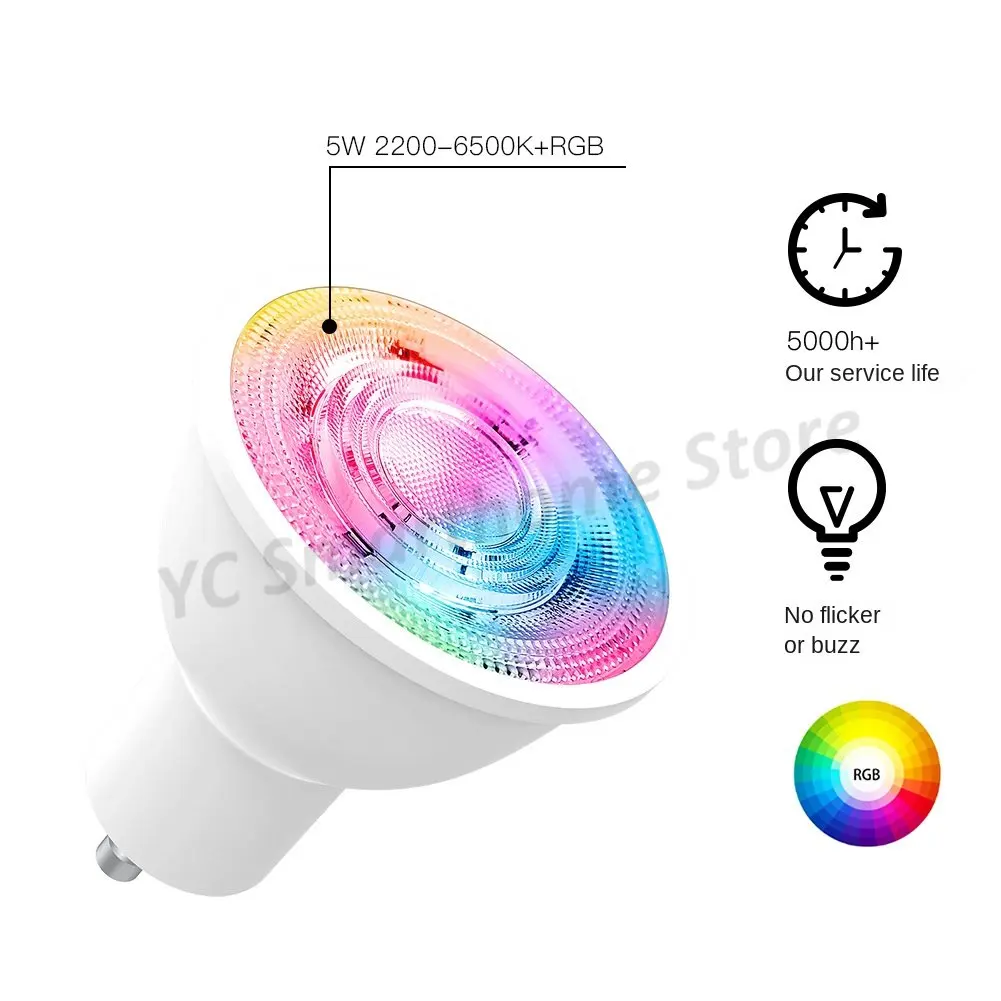 Граффити Zigbee Интеллектуальный светодиодный прожектор RGBWW лампочка с затемнением 5 Вт широкое давление GU10 интерфейс лампы чашки