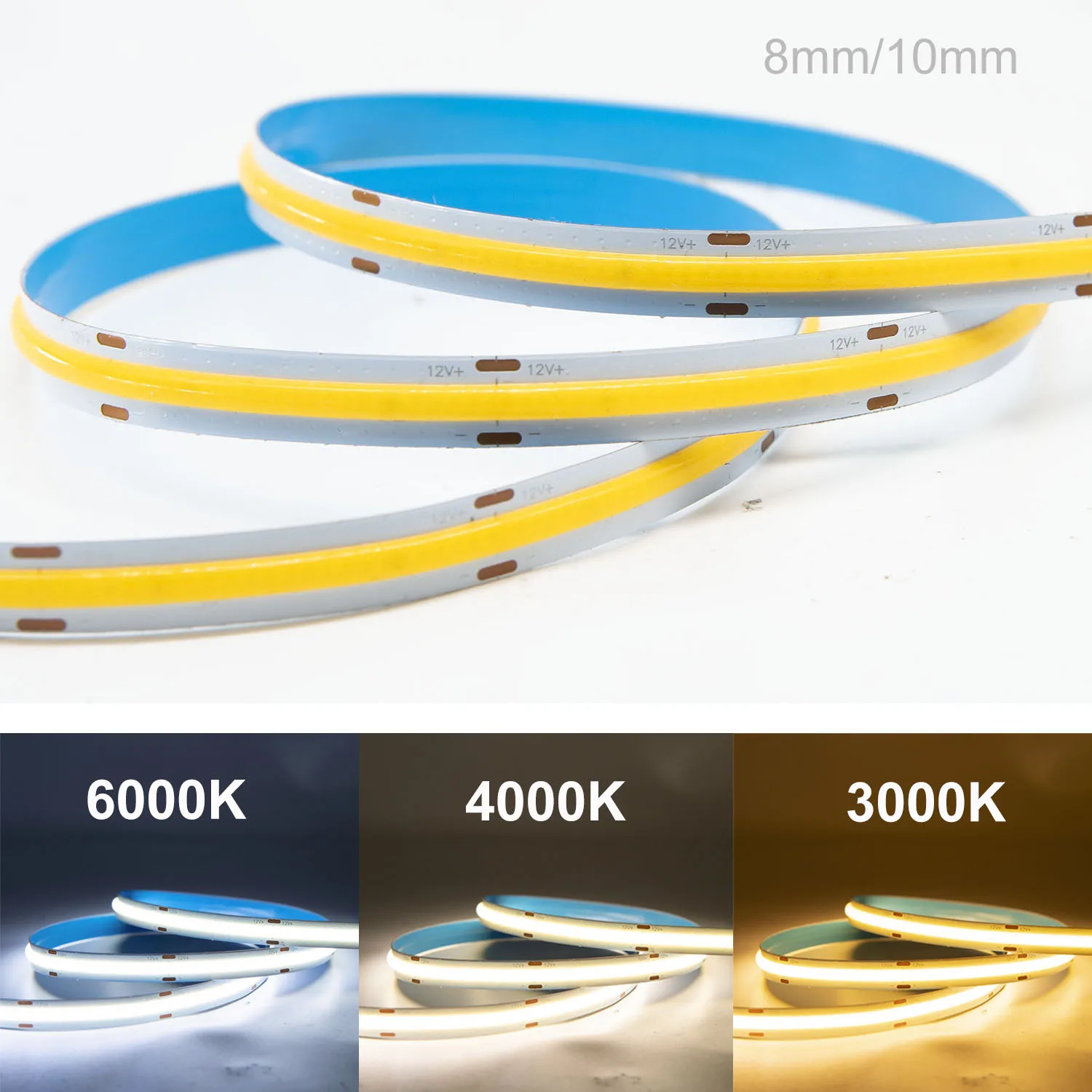 12V/24V 3mm/5mm/8mm/10mm COB LED Strip Light Bar Flexible RA90 Linear Lighting LED Tape Room Decor 3000K 4000K 6000K