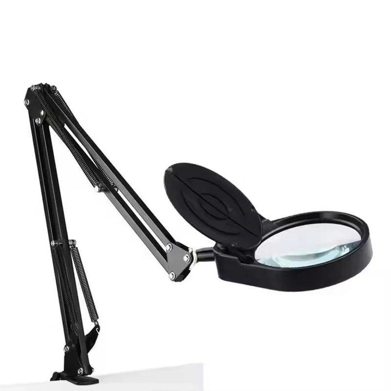 

LED Magnifying Glass Lamp, 3 Color Modes, Stepless, Dimmable, 5.5 Diopter, Lens, Adjustable Swivel Arm, 10X, 20X