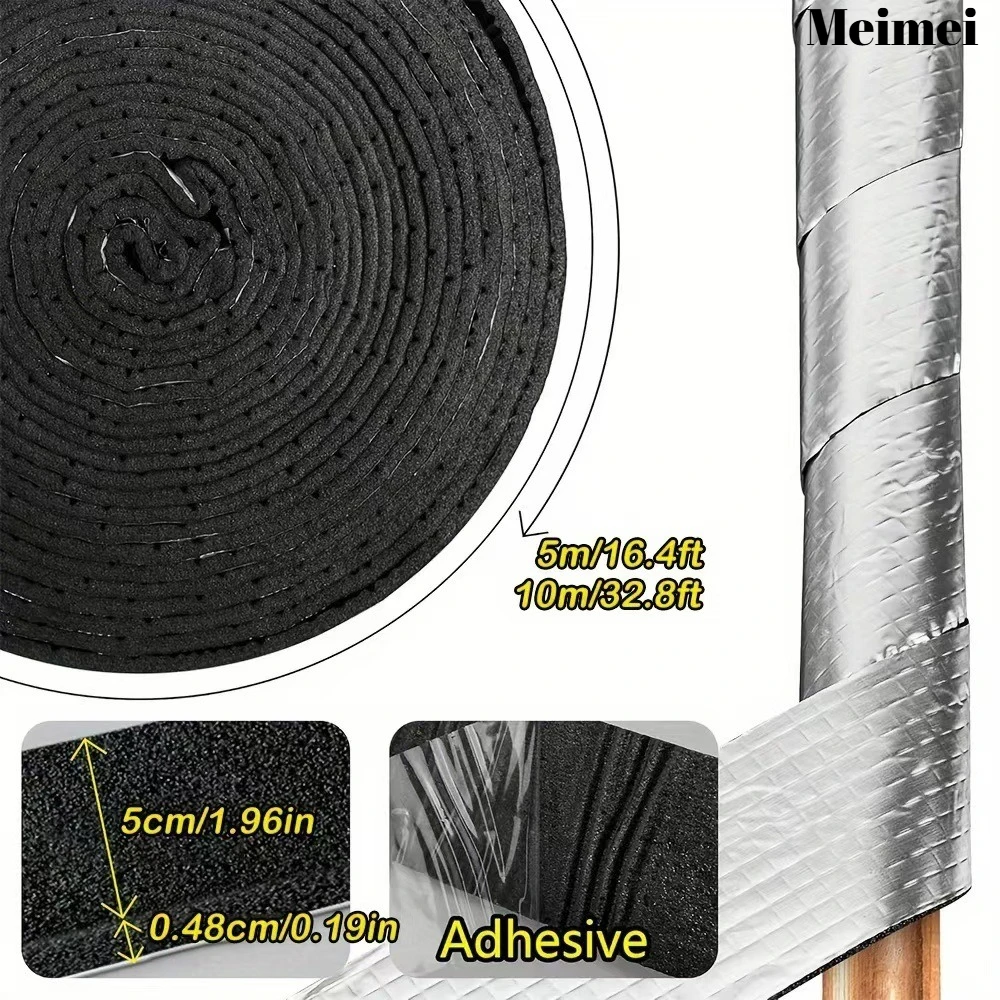 Pipe Insulation Tape Self-adhesive Foam Aluminum Foil Pipe Package Winter Insulation Tape for Outdoor Water Pipe Antifreeze