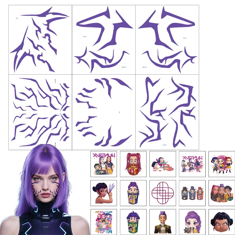 Kpop Demon Hunters tatuajes pegatinas niño lindo Anime Halloween Cosplay Rumi pegatina niños decoración de fiesta de cumpleaños niño niña regalo