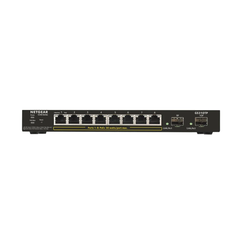 

NETGEAR GS310TP 8-Port Gigabit Ethernet PoE+ Smart Switch With 2 Dedicated SFP Ports (55W)