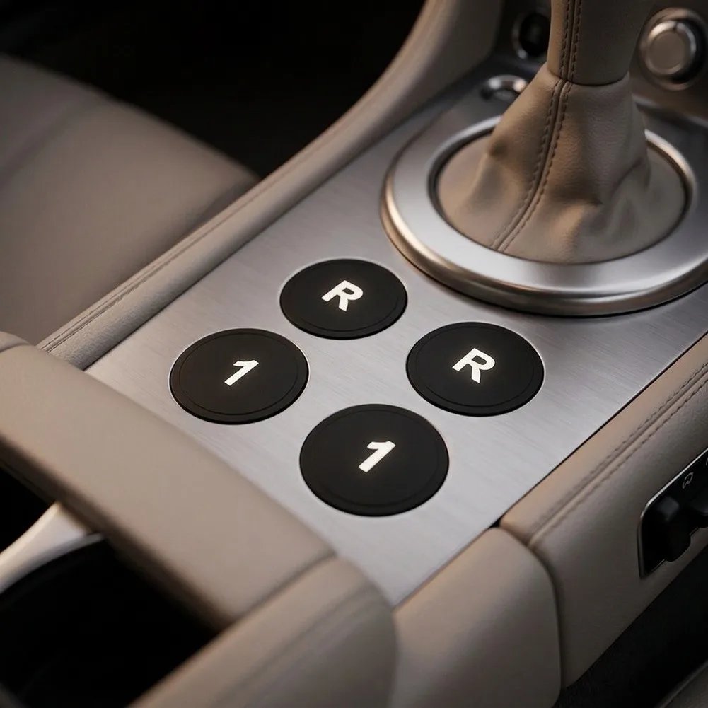 for Maserati For Gran for turismo Button Cover Sticker Black Base White Text Vinyl Repair Decal for Gear Selection Panel 2pc
