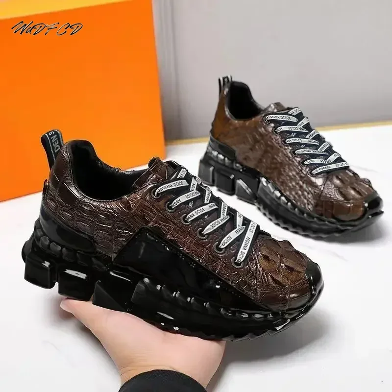 Chunky Sneakers Plus Size 45 46 Men Designer Sport Shoes Fashion Casual Microfiber Leather Upper Height Increased Platform Shoes