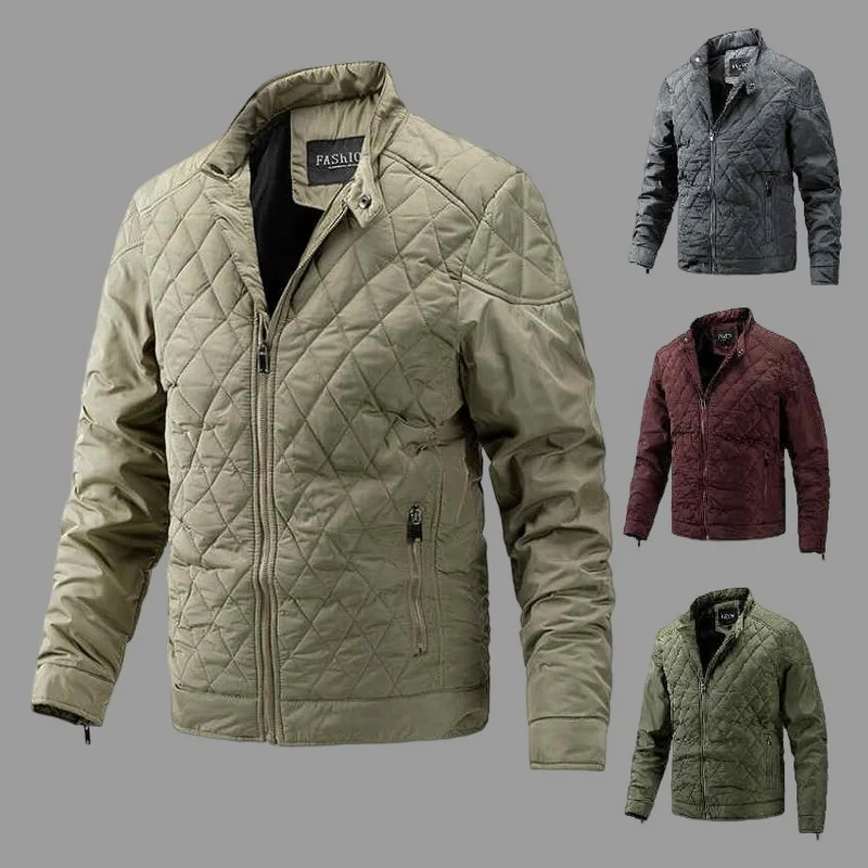 Chaqueta de béisbol acolchada para hombre, chaqueta informal de moda con rombos, ropa acolchada de talla grande para jóvenes europeos y americanos de invierno